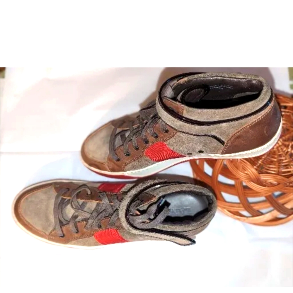 Lanvin Paris HI-TOP Suede Leather Sneakers Shoes Scarpe Size 11 Made In Italy